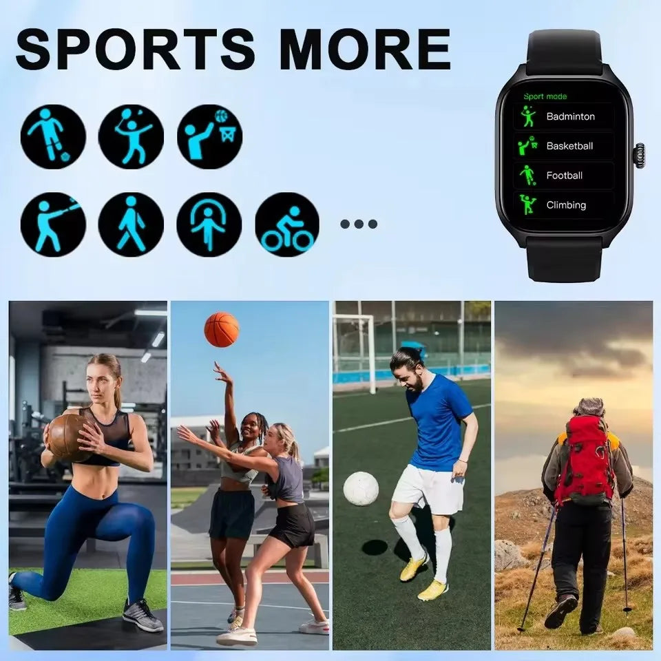 Smart Watch for Android & iOS — 2.01" Display, Heart Rate & Sleep Tracking