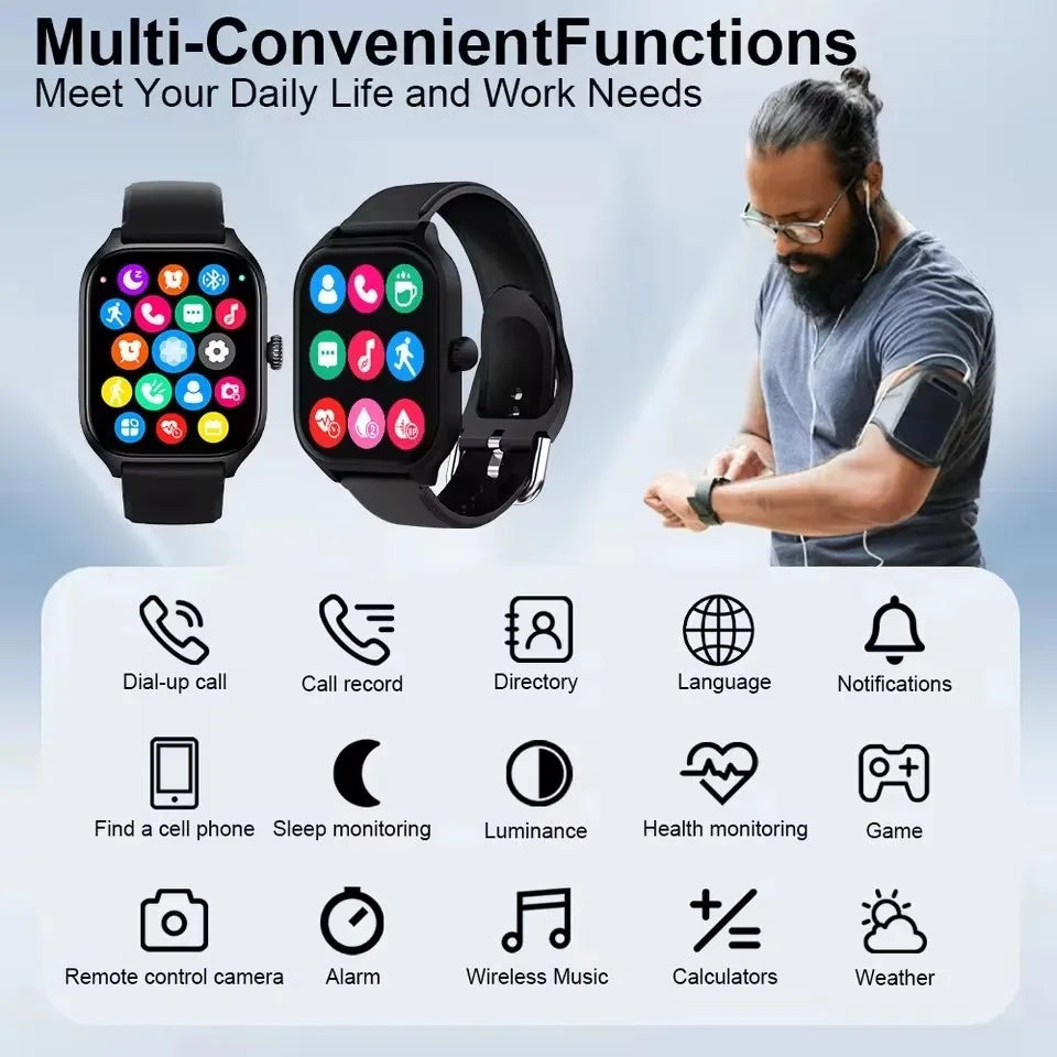 Smart Watch for Android & iOS — 2.01" Display, Heart Rate & Sleep Tracking