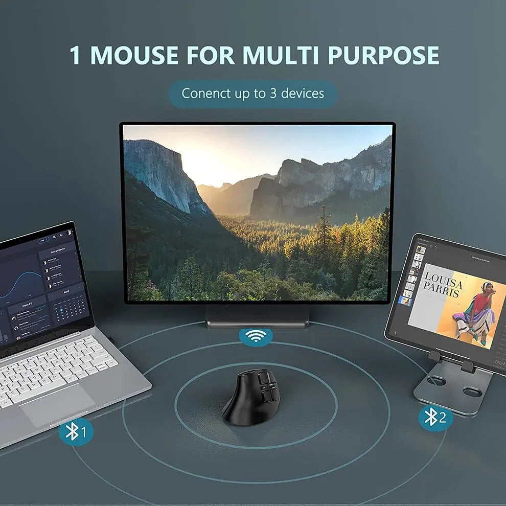 Ergonomic Wireless Mouse — Bluetooth & 2.4G for Mac & PC