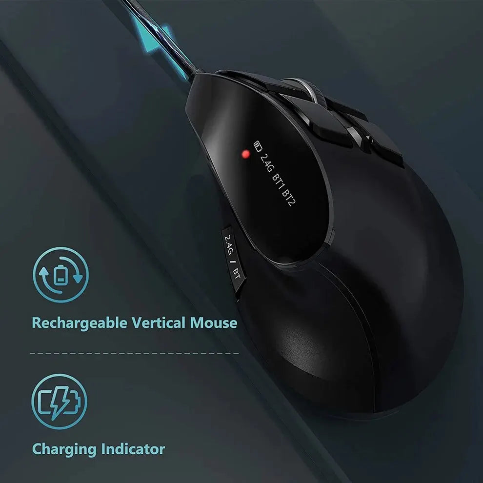 Ergonomic Wireless Mouse — Bluetooth & 2.4G for Mac & PC