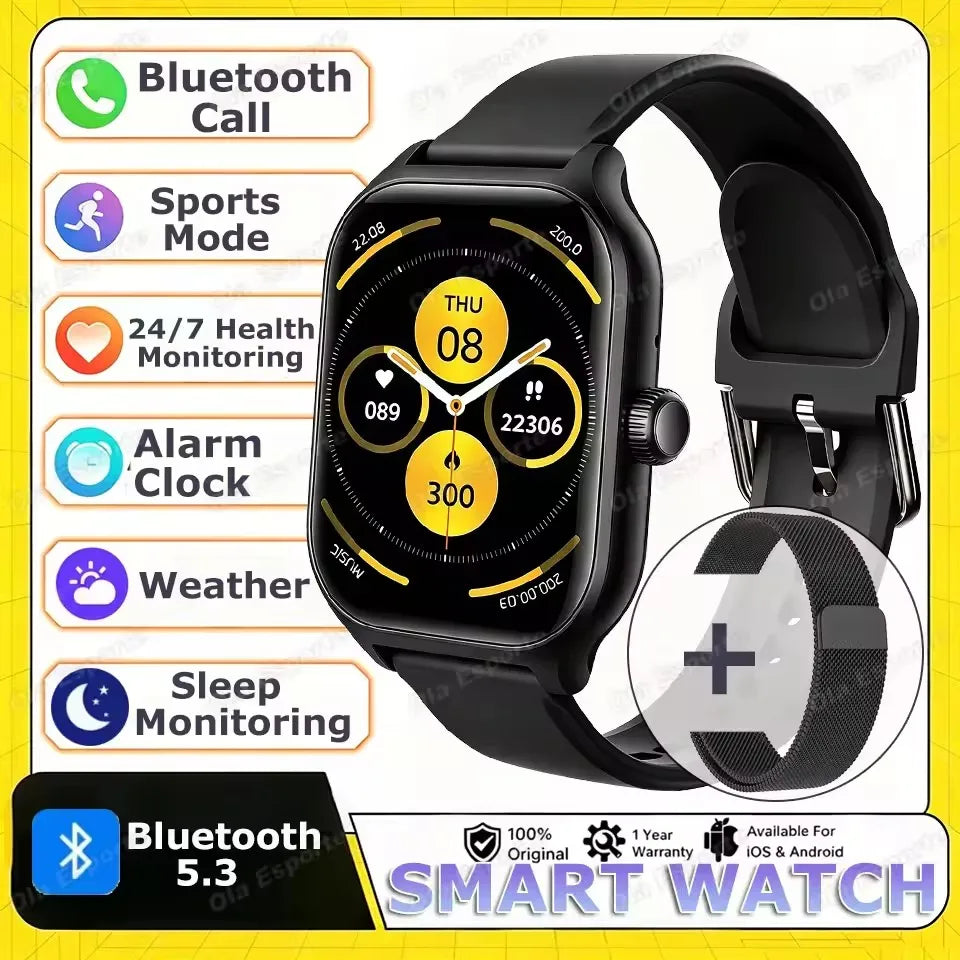 Smart Watch for Android & iOS — 2.01" Display, Heart Rate & Sleep Tracking