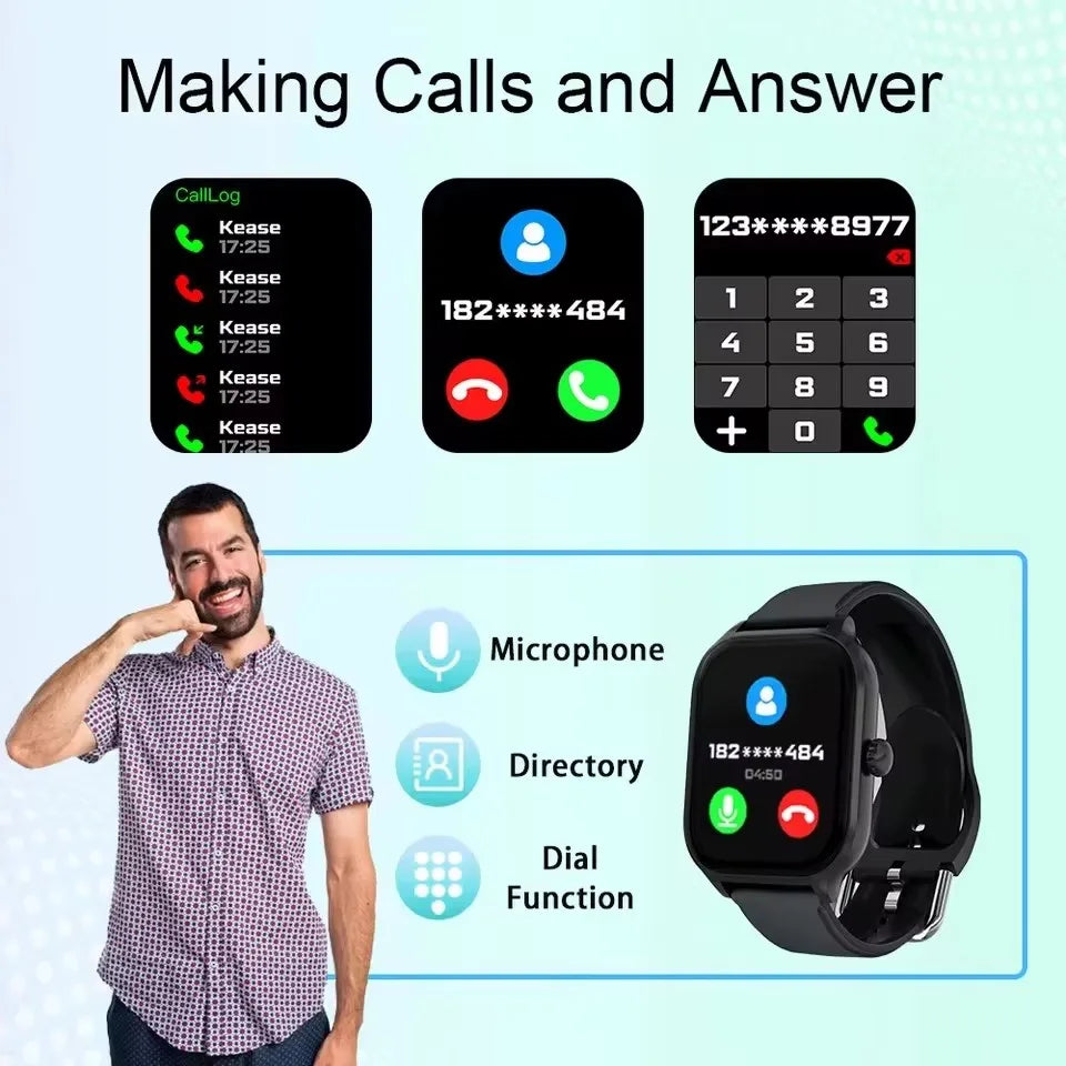 Smart Watch for Android & iOS — 2.01" Display, Heart Rate & Sleep Tracking