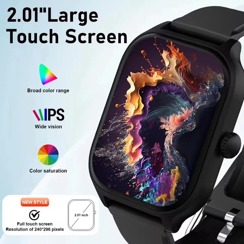 Smart Watch for Android & iOS — 2.01" Display, Heart Rate & Sleep Tracking